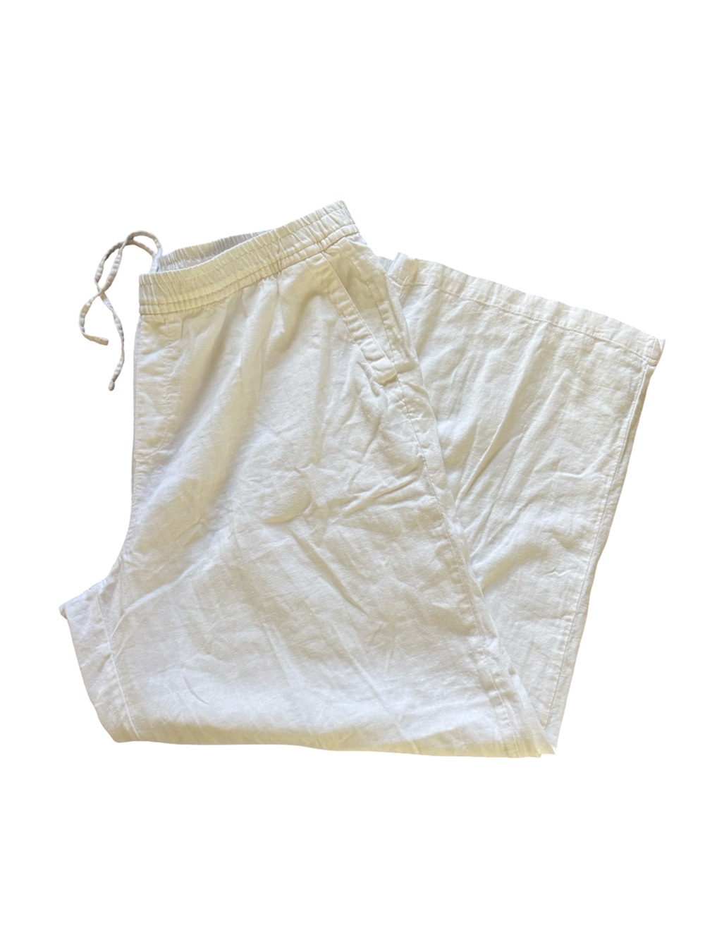 Old Navy Linen Blend Pull On High Rise Wide Leg Pants Womens XL White